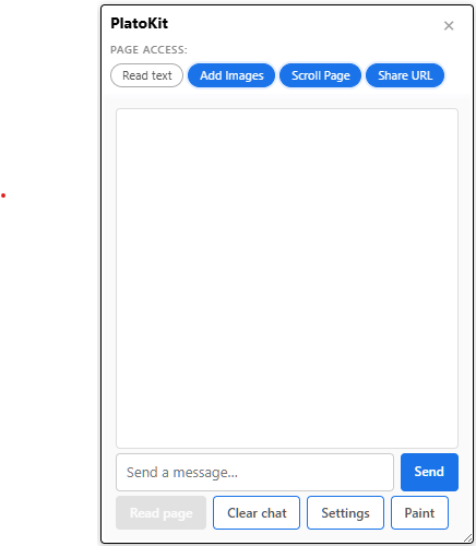 PlatoKit Chat panel with page-access controls and message composer